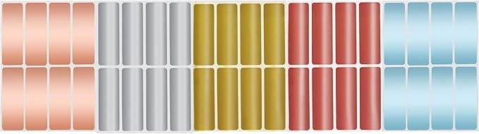 Rectangular Metallic Sticker Labels 3x1 inch (75mm x 25mm) Labeling Sticker Sheets in 5 Metallic Colors 40 - Pack by Royal Green
