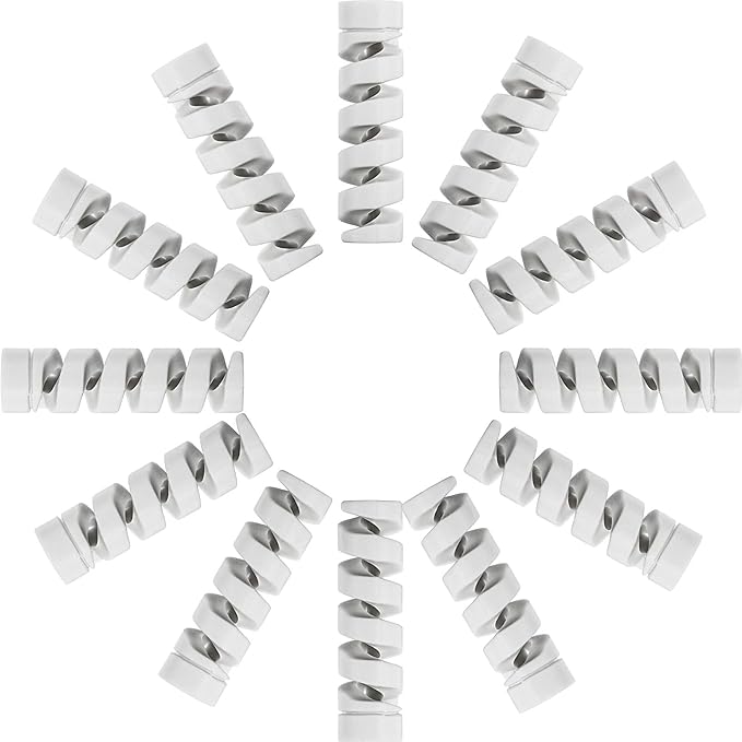 Jetec 24 Pcs Charger Cable Protector,Silicone Flexible Cable Saver,Spiral USB Mouse Wire Protector for Headphone Laptop Earphone Cell Phone Wrap Accessories (Grey)