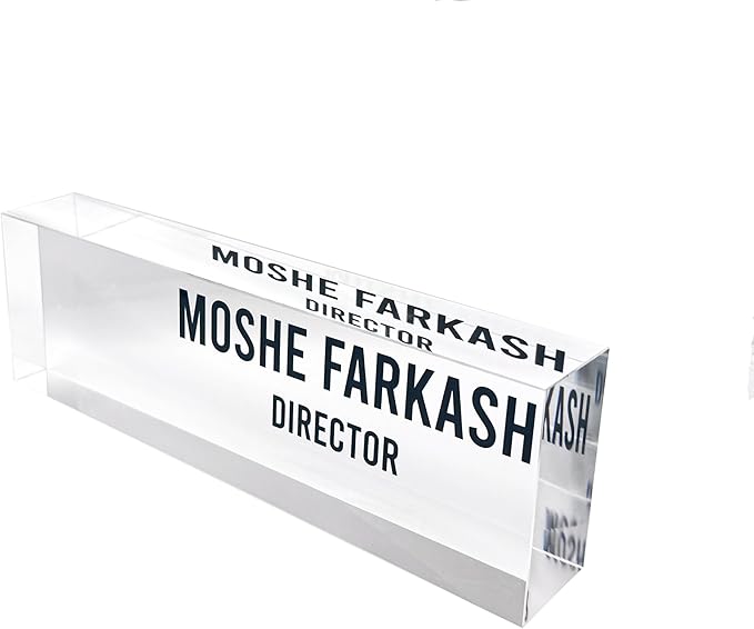 Artblox Office Desk Name Plate Personalized | Custom Name Plates for Desks with Your Logo On Clear Acrylic Glass - (8" x 2.5")