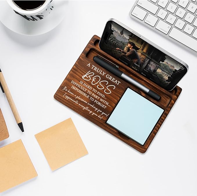 Boss Bosses Day Gifts for Women Men Manager Funny Office Decor for Women Wooden Sticky Note Holder National Boss Day Decorations Gifts for Supervisor Leader HR Men Coworker Manager Office Desk Decor