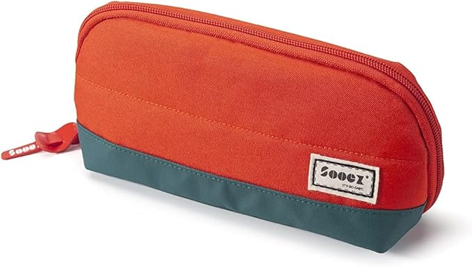Sooez Wide-Opening Pencil Pen Case, Lightweight & Spacious Pencil Pouch Zipper Stationery Bag, Aesthetic Supply with Triangular Design for Adults, Orange