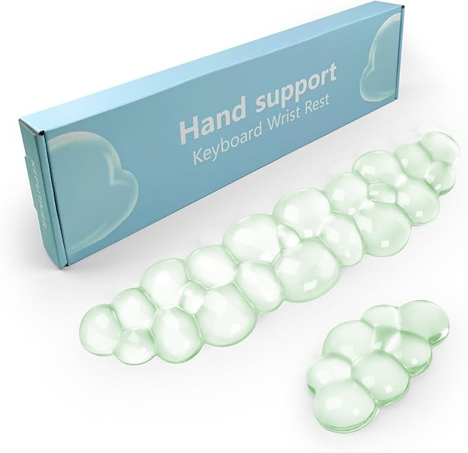 Gel Cloud Keyboard and Mouse Wrist Rest, Cute Wrist Support and Arm Support Keyboard Rest for Keyboard and Mouse Typing Pain Relief，Suitable for Office/Computer/Laptop/Gaming （Green）
