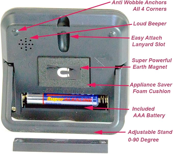 Elegant Digital Kitchen Timer Stainless Steel - Lime - Strong Magnetic Back - Kickstand - Loud Alarm - Large Display - Auto Memory - Auto Shut-Off (Lime)