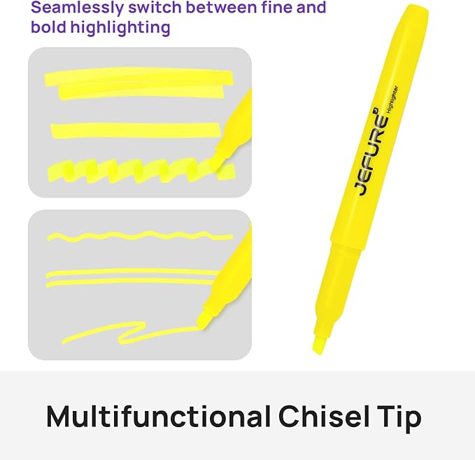 JEFURE 36 Pcs Highlighters, Chisel Tip, yellow Bible Highlighters Bulk - Quick Dry, Ideal for Studying, Note-Taking, School Supplies for Teachers