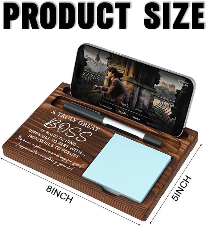 Boss Bosses Day Gifts for Women Men Manager Funny Office Decor for Women Wooden Sticky Note Holder National Boss Day Decorations Gifts for Supervisor Leader HR Men Coworker Manager Office Desk Decor