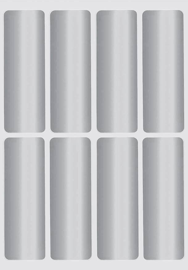 3x1 inch Rectangular Color Coding Labels (75mm x 25mm) Metallic Silver Blank Stickers Labels 864 - Pack by Royal Green