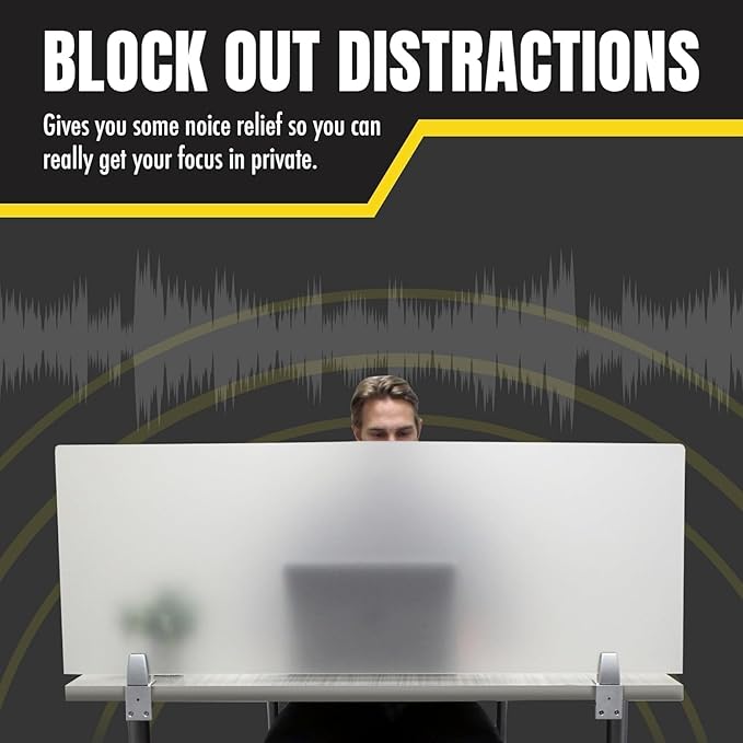 OBEX Frosted Acrylic Desk Mounted Privacy Panel, 24" x 66", Frosted