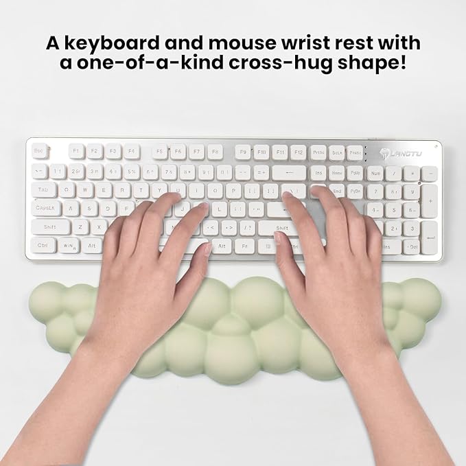 Ergonomic Cloud Wrist Rest for Computer Keyboard - Soft Memory Foam Keyboard Wrist Rest with Non-Slip Silicone Base, for Laptop, Mac, Office, Work, Gaming (Green)