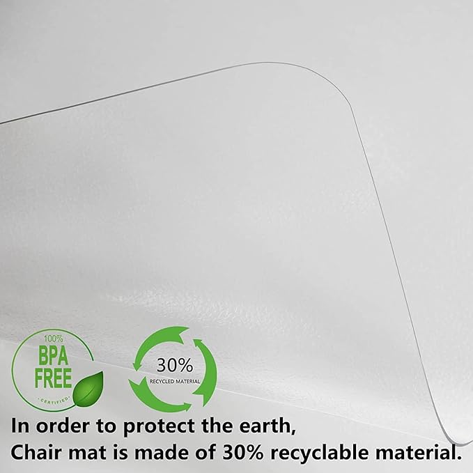 Naturehydro Office Chair Mat for Hardwood Floor - 48" x 48" Easy Glide Computer Desk Chair Floor Mat - Clear Plastic Rolling Chair Mat for Office & Home BPA and Phthalates Free (Square)