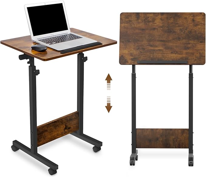 KOUPA Height Adjustable Mobile Standing Desk 16×24 in,360° Flip Desk Stand Desks Home Office Table Standing for Small Space Offices,Easy to Assemble(Adjustable Height: 32in-47in)