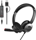 Earbay USB Headset with Microphone for PC, Headset with Mic, Computer Headset with Noise Canceling Microphone for Laptop, Wired Headphones with Mic for Home/Office/PC/Cell Phones