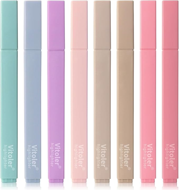 Piochoo Bible Highlighters,8 Colors pastel highlighters, Cute Pens with Chisel Tip for Journaling Office School Bible Study Supplies