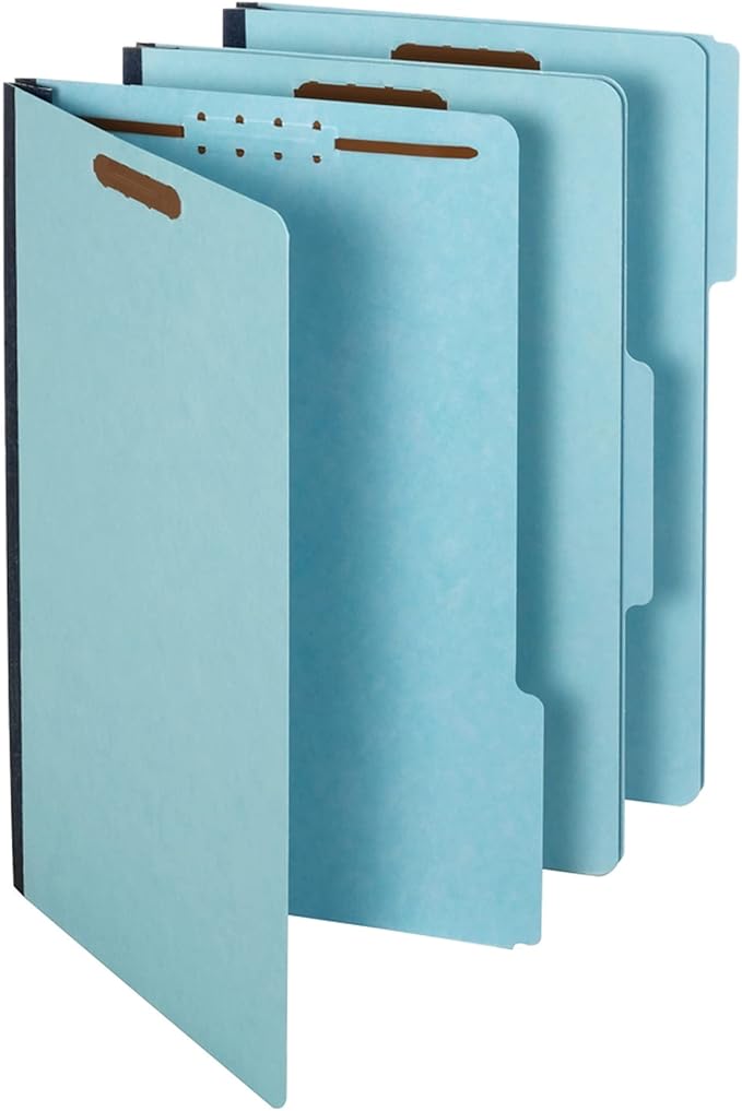 Globe Weis Pendaflex Pressboard Fastener Folders, Legal Size, Light Blue, 1" Expansion, 1/3 Cut, 25/BX (616F21-3BLU)