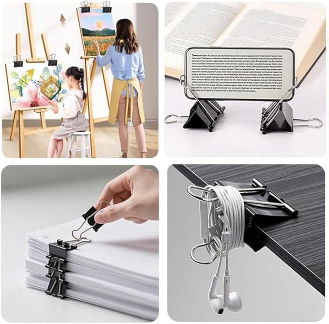 THREEBEGETSALL Extra Large Binder Clips 2.4 inch Super Big Binder Clips 6 Pack Big Metal Paper Clamps Black (2.4 Inch)