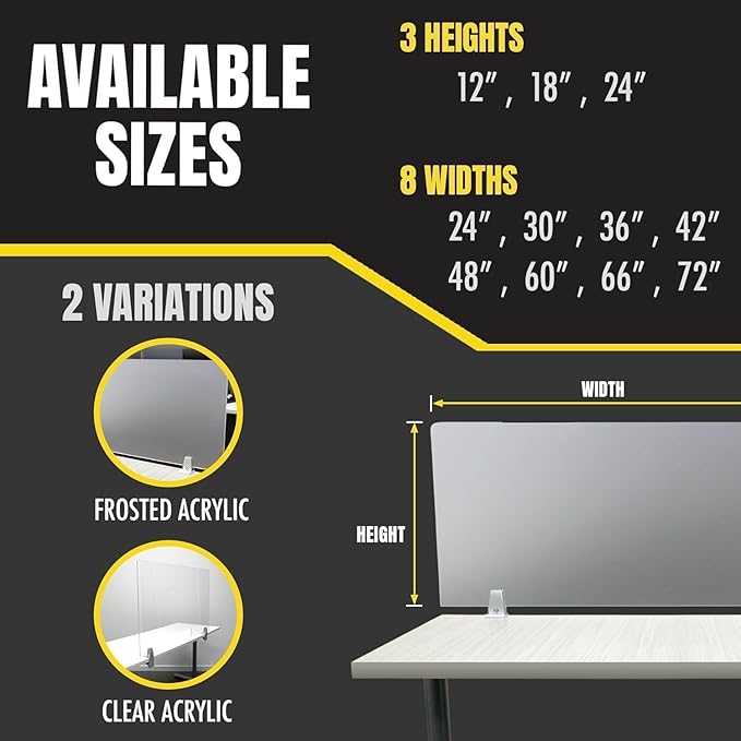 OBEX Clear Acrylic Desk Mounted Privacy Panel, 18" x 24", Clear
