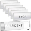 Therwen 6 Pcs Aluminum Office Name Plate Holder for Door Wall Mount 8'' x 3'' Business Sign Holder Office Door Sign Sturdy Curved with Plastic Film and Adhesive Tape (Silver)