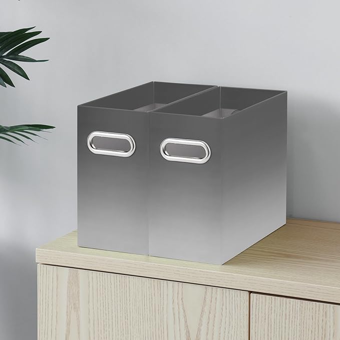 Oterri Cardboard File Organizer Box for Hanging File Folders Letter Size,File Box for Computer Desk,File Cabinet,Working Home,Office,Classroom (Gradient Light gray, Letter Size - 4 Packs)