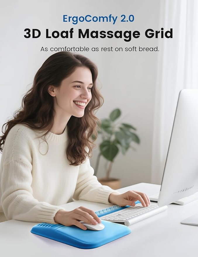 Vaydeer Wrist Rest for Computer Keyboard & Mouse Pad Set – Gray, Ergonomic Memory Foam Wrist Support, Non-Slip Keyboard Wrist Rest & Soft Mouse Pad for Typing Comfort & Wrist Pain Relief