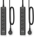 10FT Long Surge Protector Power Strip-with 5 Widely Outlets and 3 USB Ports(1 USB C Port),10 Foot Extension Cord(1250W/10A),Wall Mount for Home Office,700 J,Black(2 Pack)