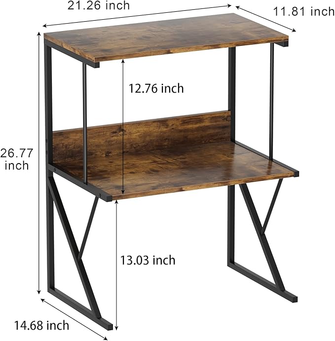 aboxoo Printer Stand for Desk, Desktop Printer Shelf Large 3-Tier Multi-Purpose Office Organization Shelves for Home Office, Rustic Brown