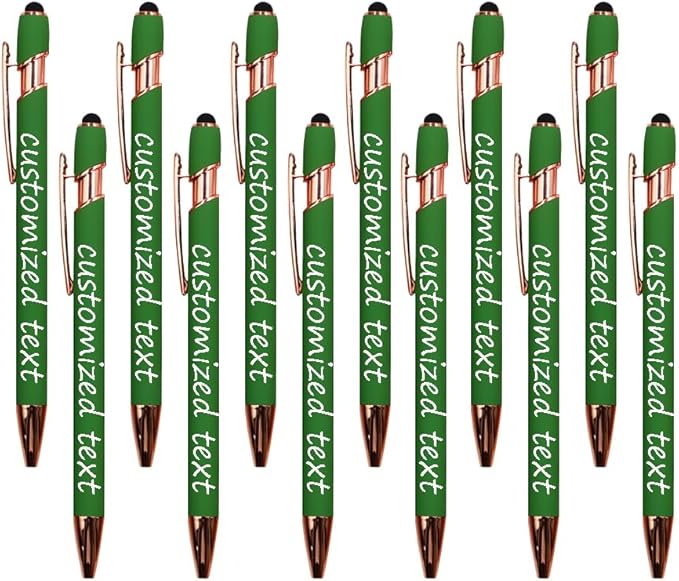 Yucold Bulk Custom Personalized Pens with Name & Logo Printing Personalized custom ballpoint pen for Business, Graduation Gifts & Party Events (Green,100)