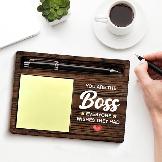 Boss Gifts for Men Boss's Day Retirement Farewell Going Away Leaving Birthday, Best Boss Gifts Sticky Note Holder for Office Cubicle Decor
