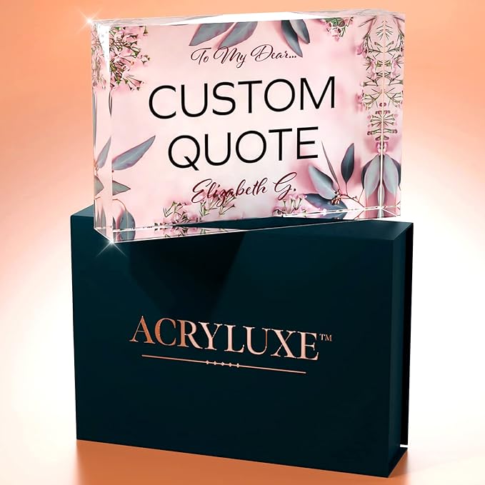 Custom Acrylic Sign Personalized, Custom Desk Name Plate, 18 Styles, (4"x6"), With Gift Box, USA Made by Acryluxe. (Glowing)