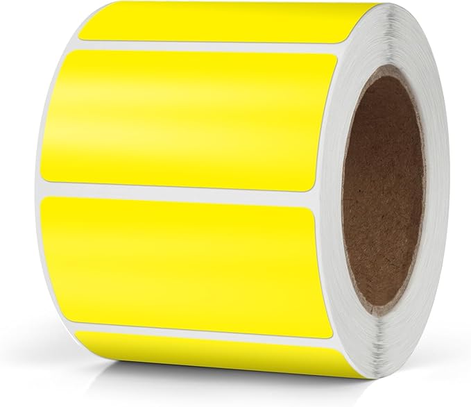 Meitaat Yellow Rectangle Stickers 2 x 1 Inch Color Coding Labels Vinyl Roll Self-Adhesive Waterproof Removable 500 PCS