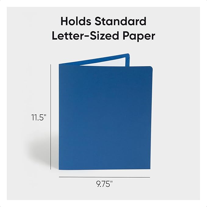 Smead Two-Pocket Heavyweight Folder, Paper Folders with Pockets, Letter Size, Dark Blue, 25 per Box (87854)