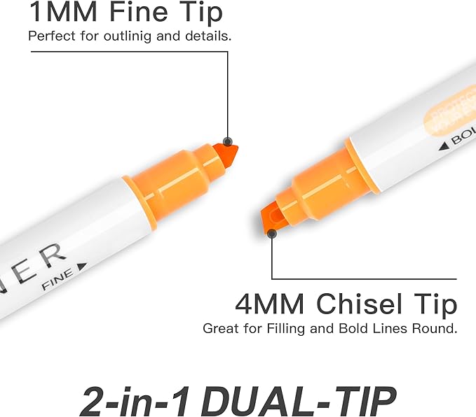 HANKU Highlighters Pastel Double Sided Chisel and Fine Tips Pastel Bible Highlighters No Bleed Through 12 Retro Colors Perfect for Bible Books, Journals, Drawings, and Underlining