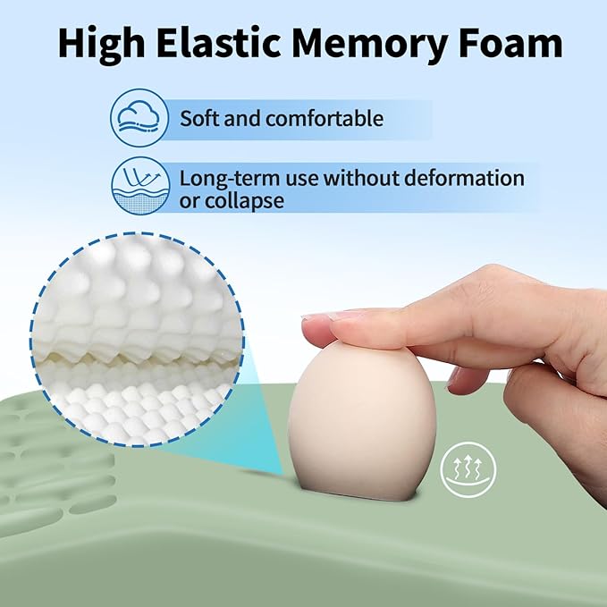 YIWEI Ergonomic Mouse Pad with Wrist Rest - Comfortable Office Mousepad with Memory Foam Wrist Support for Carpal Tunnel Relief, Mouse Pads with Non-Slip Base for Gaming and Home (Green)