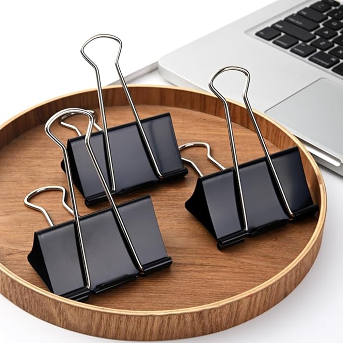 THREEBEGETSALL Extra Large Binder Clips 2.4 inch Super Big Binder Clips 6 Pack Big Metal Paper Clamps Black (2.4 Inch)