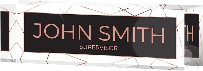 Desk Name Plate Personalized, Custom Name Plates 2½/x8 Inches, Thick Crystal-Clear Acrylic, Gift Box, Office Desk Decor. USA Made by ACRYLUXE (Acry)