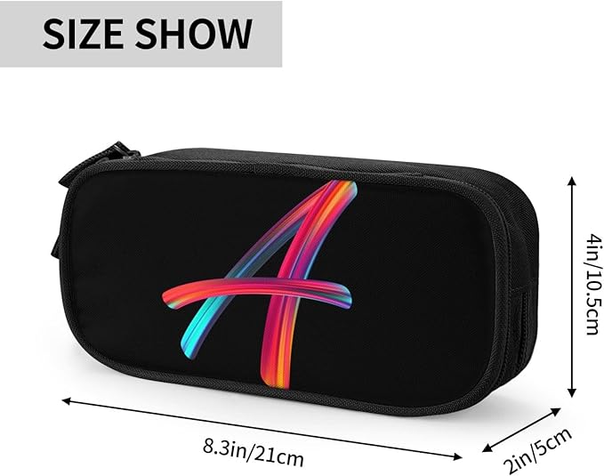 Cute Initial Pencil Case for Kids Students, Large Capacity Pencil Pouch for Boys Girls, Letter Design Pencil Box Pen Bag Office Stationery Organizer, Rainbow Letter A