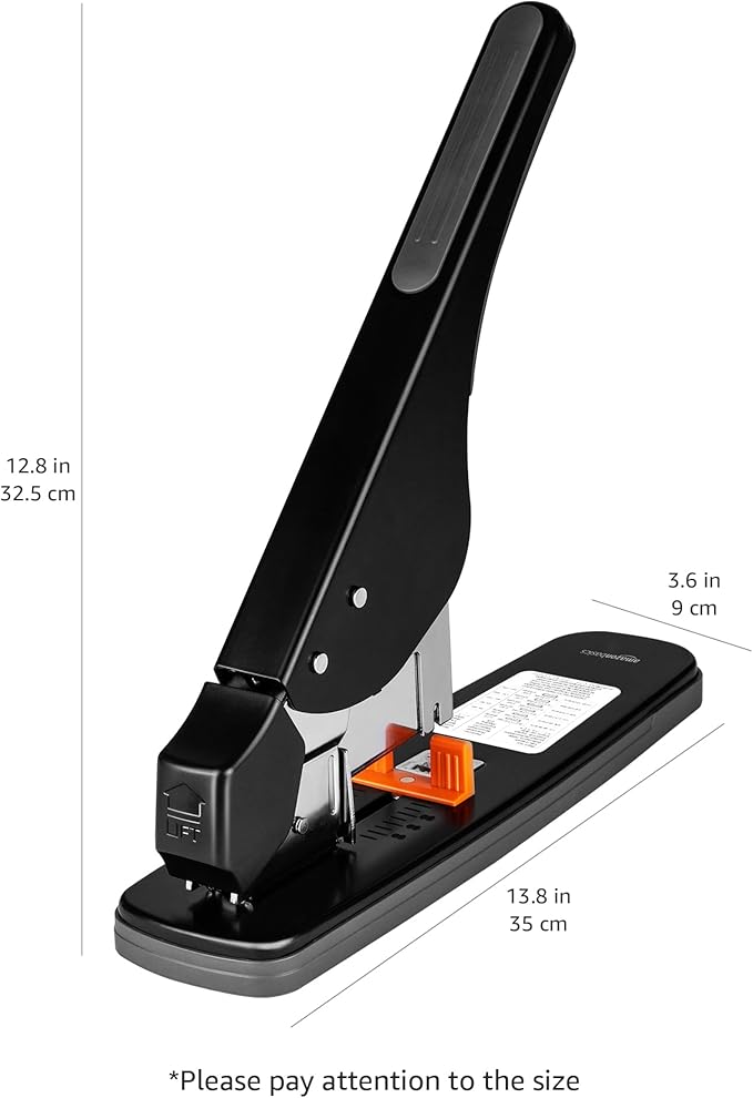 Amazon Basics Effortless Heavy Duty Stapler, 210 Sheets High Capacity, Large Office Stapler with 1000 Staples, Black