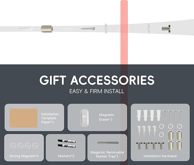 Magnetic Glass Whiteboard - Glass Dry Erase Board 48"x36" Large Frameless Glass Board for Walls Office School and Home, Orange