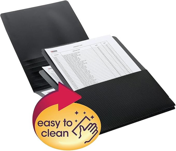 Smead Frame View Poly Two-Pocket Folder, Letter Size, Black, 5 Per Pack (87705) (Pack of 1)