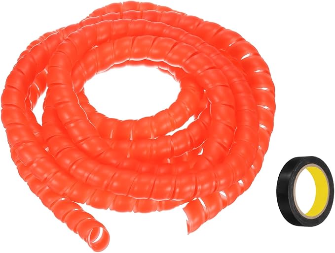 MECCANIXITY Spiral Cable Wrap 9.8ft/3.0M 16mm Cable Management Sleeve PP Insulation Cord Organizer for Computer Wire Power Cable Gas Pipe Red with Tape