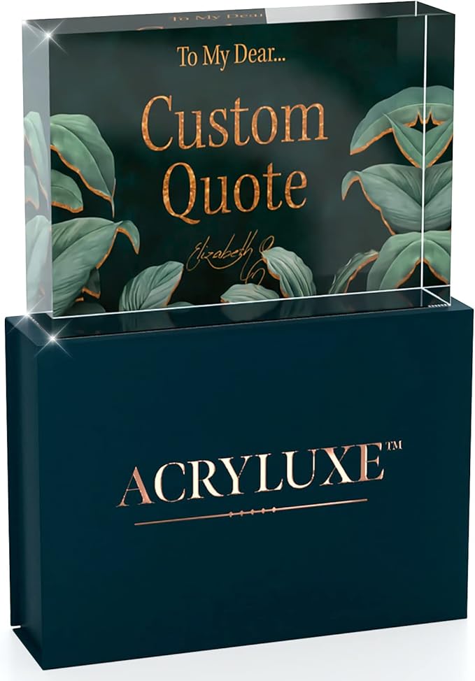 Personalized Gifts, Custom Quote Block Letter Board,Crystal-Clear Acrylic with Gift Box,17 Styles, Holiday and Christmas Gift for Mom, Dad, Girlfriend, Him or Her, Husband, Wife (5"x7, Botanical Lux)