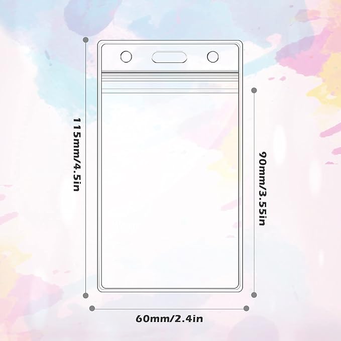 100Pcs ID Badge Holder Vertical Name Tag Holder Clear Plastic Name Badge ID Card Holders with Waterproof Resealable Zip for Office, School, Conference