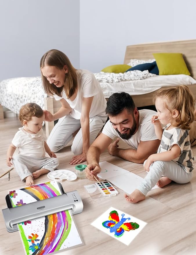 13-Inch Thermal & Cold Laminator Machine, Quick Warm-Up, 3 Temp Settings, Jam-Free ABS, Built-in Paper Trimmer & Corner Rounder, 10 Laminating Pouches, for Home Office School