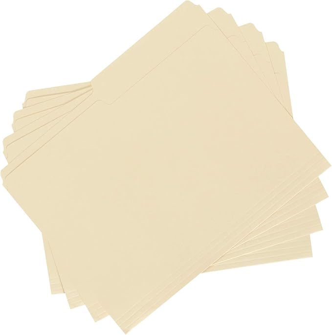 Amazon Basics File Folders, 1/2 Tab, 36-Pack, Letter (8.5Lx11W inches), Manila