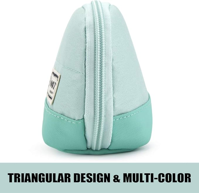 Sooez Wide-Opening Pencil Pen Case, Lightweight & Spacious Pencil Cases Bag Pouch Box Organizer, Aesthetic Supply with Triangular Design for Adults, Mint Green