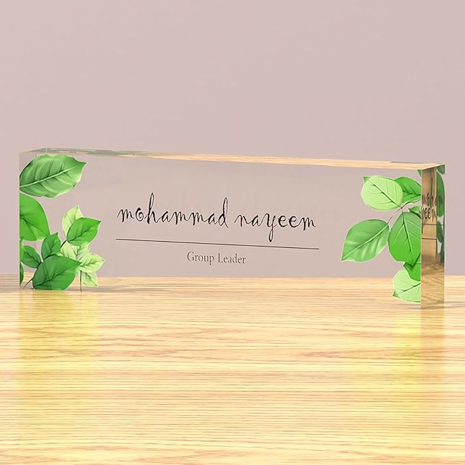 Personalized Custom Name Plates on Acrylic Glass, Office Desk Decor, Personalized Office Gift