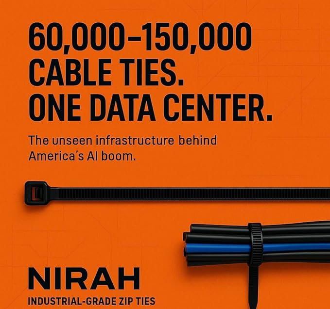 14 inch Zip Ties Black (1000 Pack) 120lbs Ultra Heavy Duty Tensile Strength, UV Resistant, Self-Locking, Heavy Duty Nylon Cable Ties Wire Ties for HVAC, Home, Office, Contractors, Businesses by Nirah