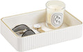 Desk Organizer Tray, PU Leather Valet Tray Nightstand Organizer Cologne Perfume Trays for Men Women, Decorative Vanity Trays Key Bowl Trinket Dish (Ivory, 10.3" x 6.7" x 2.2")