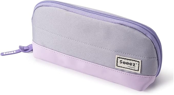 Sooez Wide-Opening Pencil Pen Case, Lightweight & Spacious Pencil Pouch Zipper Stationery Bag, Aesthetic Supply with Triangular Design for Adults, Purple