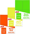 JAM PAPER Shipping Address Labels - 4 x 5 - Quarter Page/Extra Large - Assorted Bright Neon Colors - 360/Pack
