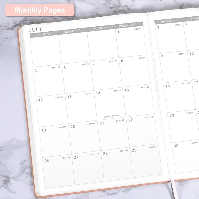 2026 Planner - JAN 2026 - DEC 2026, Planner 8.5" x 11", 2026 planner Weekly and Monthly, Leather Cover planner with Thick Paper, Back Pocket with Notes Pages - Rose Gold