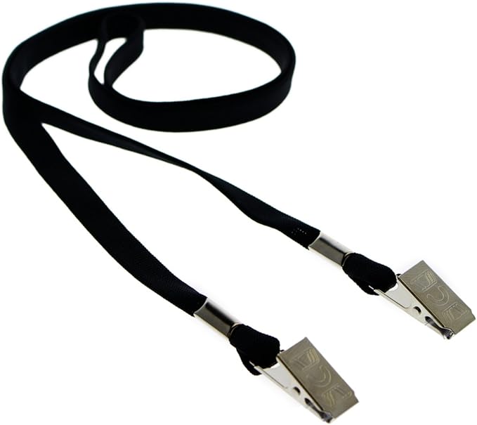 Bulk 100 Pack - Face Mask Lanyards - Comfortable Neck Straps for Badge Holders - Twist Free 2 Hook Design (1 on Each End) for Special Event Badges, Credentials and Ticket Holders (Black)